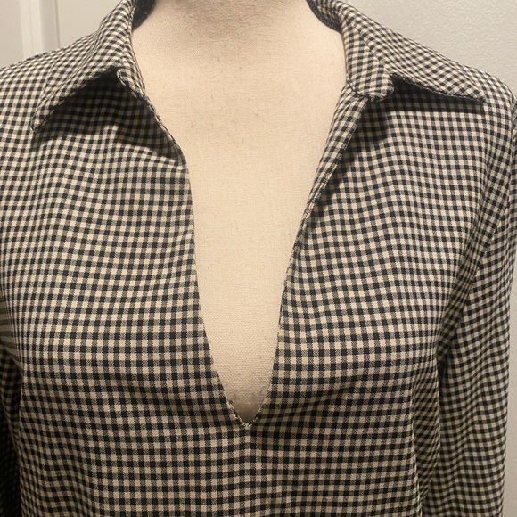 Zara Women’s winter shirt dress checker plaid collared black white midi new xl - Picture 7 of 16